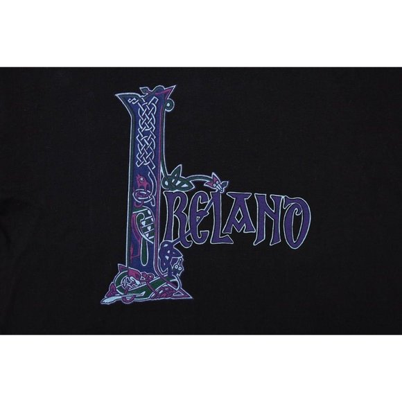 90s Ireland Celtic Script Spell Out Fairytale Tee - Picture 5 of 6